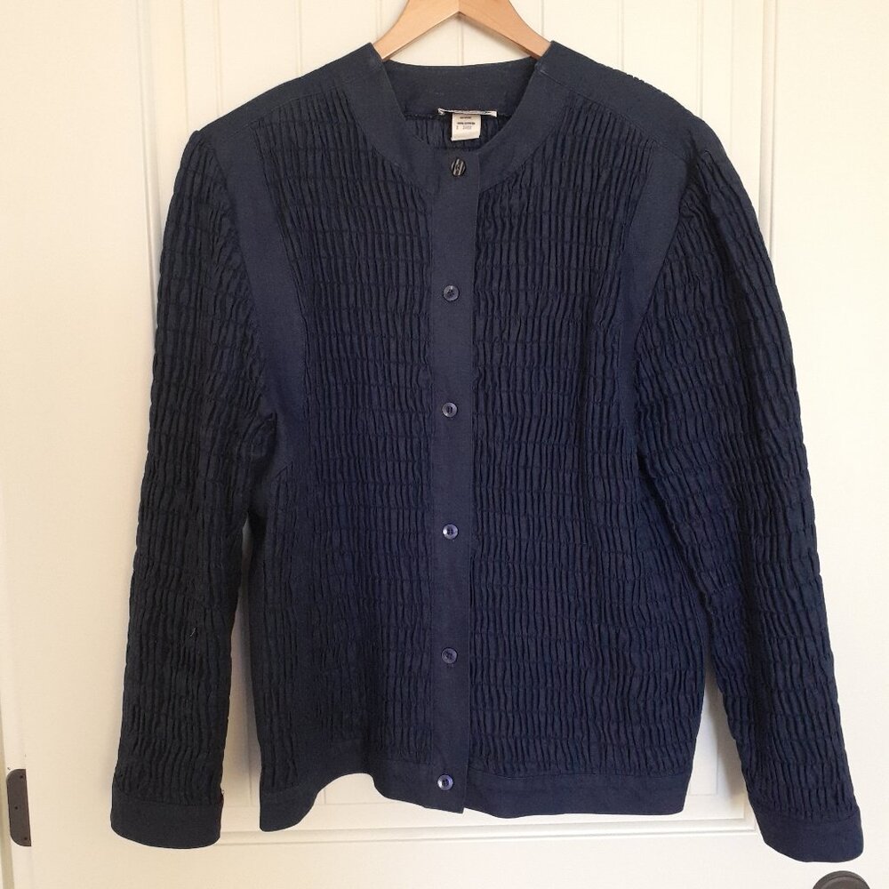 Vintage Hamilton Shirred Cotton Denim Button Up Jacket Blue Size 16